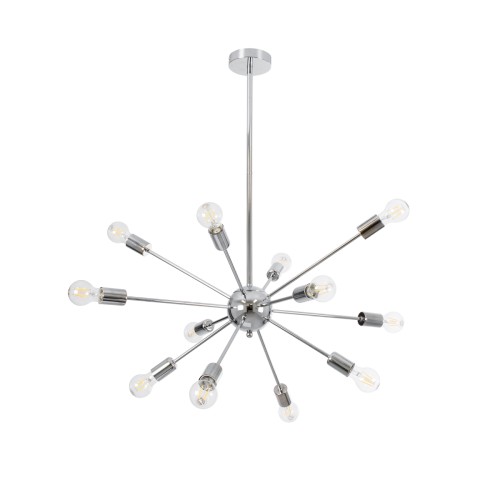 GLOBOSTAR® MILANO 01487 Μοντέρνο Φωτιστικό Οροφής με Ντουί 12 x E27 AC 220-240V IP20 - Ασημί - Μ80 x Π80 x Υ80cm