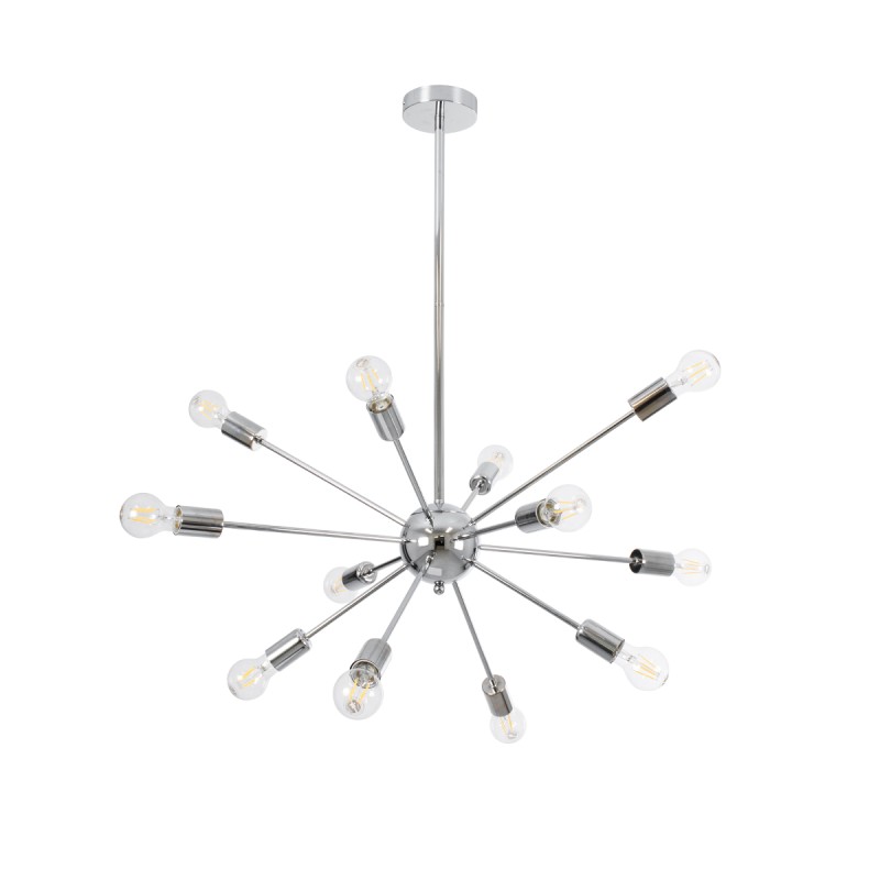 GLOBOSTAR® MILANO 01487 Μοντέρνο Φωτιστικό Οροφής με Ντουί 12 x E27 AC 220-240V IP20 - Ασημί - Μ80 x Π80 x Υ80cm