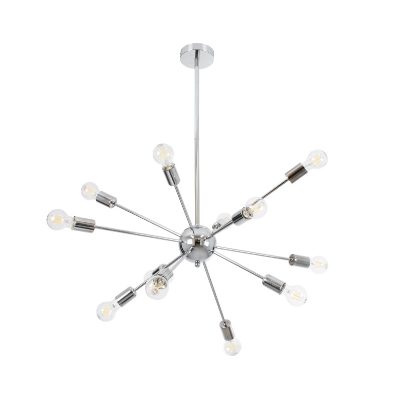 GLOBOSTAR® MILANO 01487 Μοντέρνο Φωτιστικό Οροφής με Ντουί 12 x E27 AC 220-240V IP20 - Ασημί - Μ80 x Π80 x Υ80cm