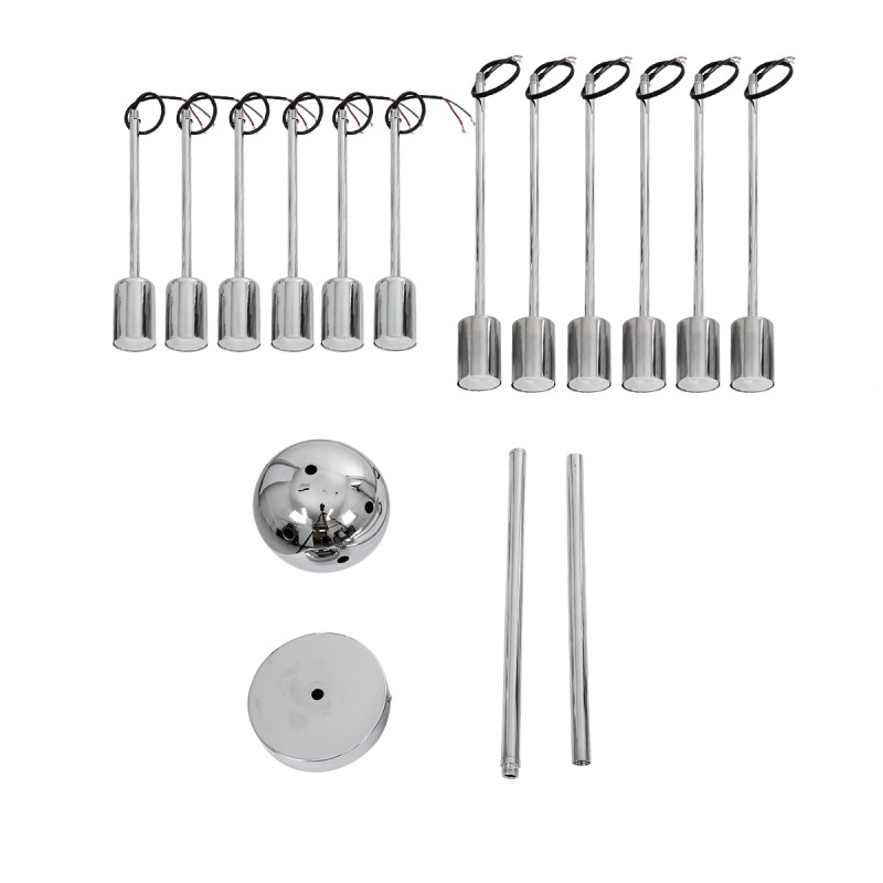 GLOBOSTAR® MILANO 01487 Μοντέρνο Φωτιστικό Οροφής με Ντουί 12 x E27 AC 220-240V IP20 - Ασημί - Μ80 x Π80 x Υ80cm