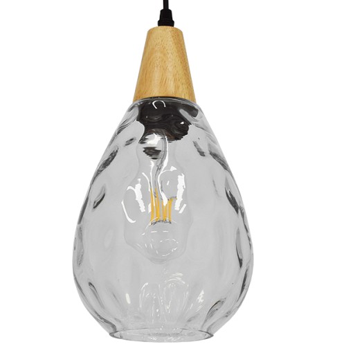GLOBOSTAR® NOAH 01491 Μοντέρνο Κρεμαστό Φωτιστικό Οροφής με Ντουί 1 x E27 AC 220-240V IP20 - Διάφανο & Μπεζ - Μ16 x Π16 x Υ30cm