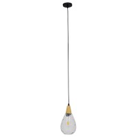 GLOBOSTAR® NOAH 01491 Μοντέρνο Κρεμαστό Φωτιστικό Οροφής με Ντουί 1 x E27 AC 220-240V IP20 - Διάφανο & Μπεζ - Μ16 x Π16 x Υ30cm