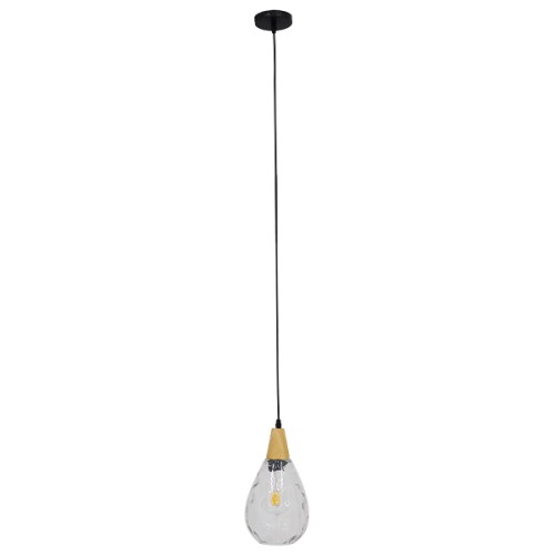 GLOBOSTAR® NOAH 01491 Μοντέρνο Κρεμαστό Φωτιστικό Οροφής με Ντουί 1 x E27 AC 220-240V IP20 - Διάφανο & Μπεζ - Μ16 x Π16 x Υ30cm