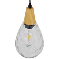 GLOBOSTAR® NOAH 01491 Μοντέρνο Κρεμαστό Φωτιστικό Οροφής με Ντουί 1 x E27 AC 220-240V IP20 - Διάφανο & Μπεζ - Μ16 x Π16 x Υ30cm