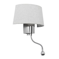 GLOBOSTAR® ELEGANT 01493 Μοντέρνο Φωτιστικό Τοίχου - Απλίκα Ξενοδοχείου Reading Light με Ντουί 1 x E27 LED 3W 360lm 36° AC 220-240V IP20 Θερμό Λευκό 2700K - Bridgelux COB Chip - Ασημί & Λευκό - Μ26 x Π16.5 x Υ33cm - 2 Χρόνια Εγγύηση