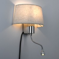 GLOBOSTAR® ELEGANT 01493 Μοντέρνο Φωτιστικό Τοίχου - Απλίκα Ξενοδοχείου Reading Light με Ντουί 1 x E27 LED 3W 360lm 36° AC 220-240V IP20 Θερμό Λευκό 2700K - Bridgelux COB Chip - Ασημί & Λευκό - Μ26 x Π16.5 x Υ33cm - 2 Χρόνια Εγγύηση