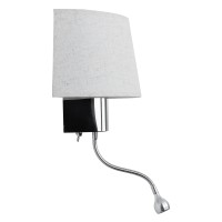 GLOBOSTAR® ELEGANT 01493 Μοντέρνο Φωτιστικό Τοίχου - Απλίκα Ξενοδοχείου Reading Light με Ντουί 1 x E27 LED 3W 360lm 36° AC 220-240V IP20 Θερμό Λευκό 2700K - Bridgelux COB Chip - Ασημί & Λευκό - Μ26 x Π16.5 x Υ33cm - 2 Χρόνια Εγγύηση