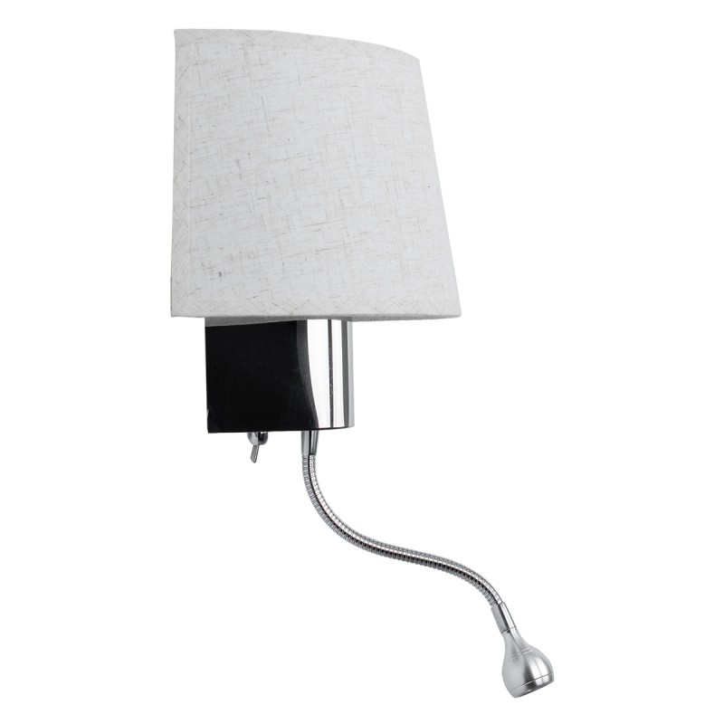 GLOBOSTAR® ELEGANT 01493 Μοντέρνο Φωτιστικό Τοίχου - Απλίκα Ξενοδοχείου Reading Light με Ντουί 1 x E27 LED 3W 360lm 36° AC 220-240V IP20 Θερμό Λευκό 2700K - Bridgelux COB Chip - Ασημί & Λευκό - Μ26 x Π16.5 x Υ33cm - 2 Χρόνια Εγγύηση