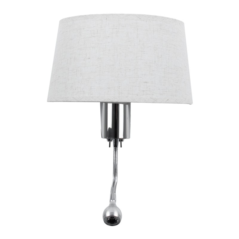 GLOBOSTAR® ELEGANT 01493 Μοντέρνο Φωτιστικό Τοίχου - Απλίκα Ξενοδοχείου Reading Light με Ντουί 1 x E27 LED 3W 360lm 36° AC 220-240V IP20 Θερμό Λευκό 2700K - Bridgelux COB Chip - Ασημί & Λευκό - Μ26 x Π16.5 x Υ33cm - 2 Χρόνια Εγγύηση