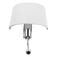 GLOBOSTAR® ELEGANT 01493 Μοντέρνο Φωτιστικό Τοίχου - Απλίκα Ξενοδοχείου Reading Light με Ντουί 1 x E27 LED 3W 360lm 36° AC 220-240V IP20 Θερμό Λευκό 2700K - Bridgelux COB Chip - Ασημί & Λευκό - Μ26 x Π16.5 x Υ33cm - 2 Χρόνια Εγγύηση