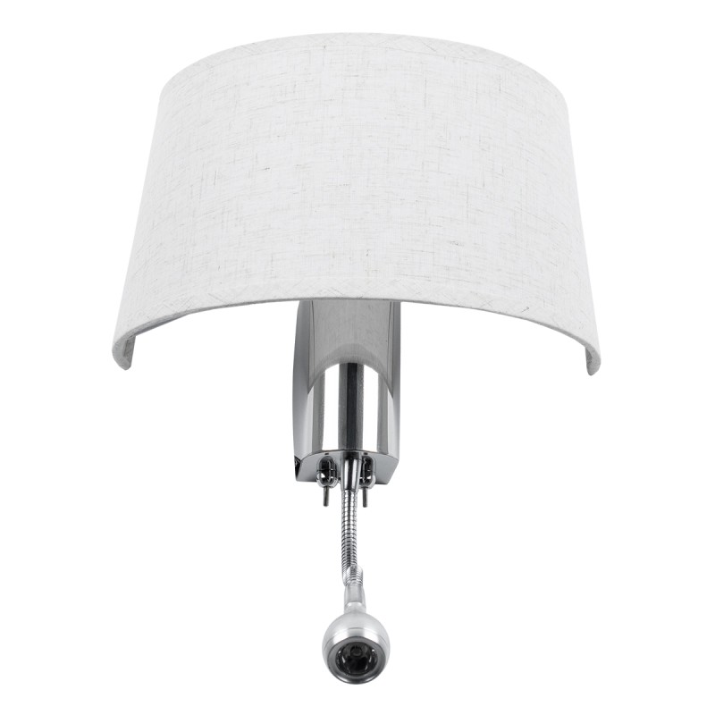 GLOBOSTAR® ELEGANT 01493 Μοντέρνο Φωτιστικό Τοίχου - Απλίκα Ξενοδοχείου Reading Light με Ντουί 1 x E27 LED 3W 360lm 36° AC 220-240V IP20 Θερμό Λευκό 2700K - Bridgelux COB Chip - Ασημί & Λευκό - Μ26 x Π16.5 x Υ33cm - 2 Χρόνια Εγγύηση
