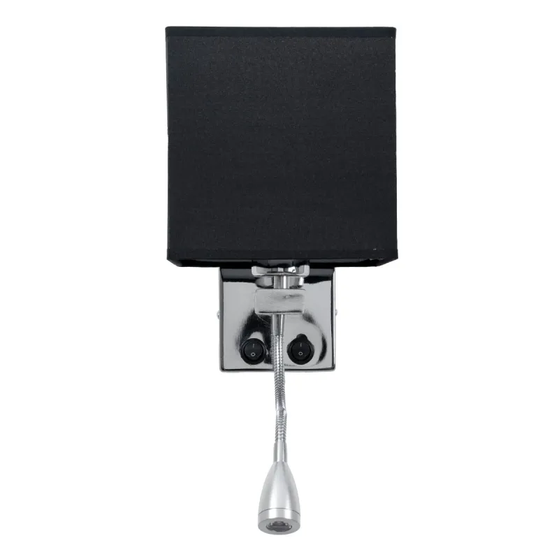 GLOBOSTAR® ELEGANT 01494 Μοντέρνο Φωτιστικό Τοίχου - Απλίκα Ξενοδοχείου Reading Light με Ντουί 1 x E27 LED 3W 270lm 36° AC 220-240V IP20 Θερμό Λευκό 2700K - CREE XPE Chip - Ασημί & Μαύρο - Μ17 x Π21 x Υ43cm - 2 Χρόνια Εγγύηση