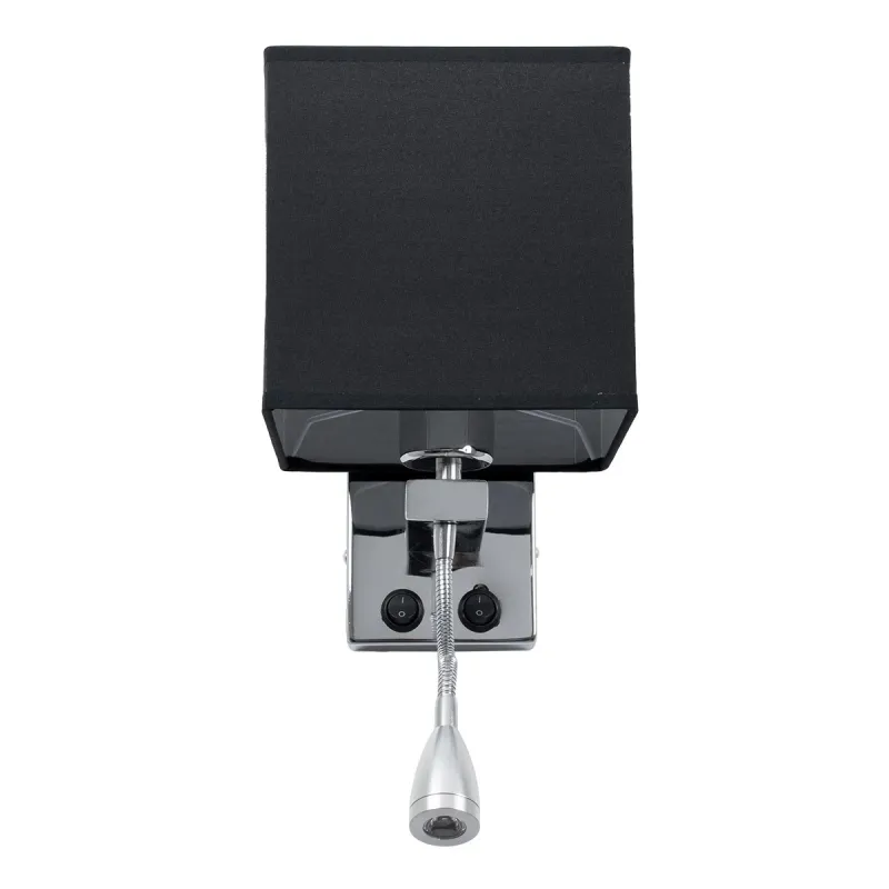 GLOBOSTAR® ELEGANT 01494 Μοντέρνο Φωτιστικό Τοίχου - Απλίκα Ξενοδοχείου Reading Light με Ντουί 1 x E27 LED 3W 270lm 36° AC 220-240V IP20 Θερμό Λευκό 2700K - CREE XPE Chip - Ασημί & Μαύρο - Μ17 x Π21 x Υ43cm - 2 Χρόνια Εγγύηση