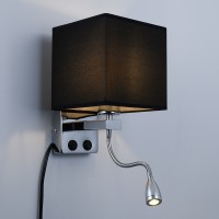 GLOBOSTAR® ELEGANT 01494 Μοντέρνο Φωτιστικό Τοίχου - Απλίκα Ξενοδοχείου Reading Light με Ντουί 1 x E27 LED 3W 270lm 36° AC 220-240V IP20 Θερμό Λευκό 2700K - CREE XPE Chip - Ασημί & Μαύρο - Μ17 x Π21 x Υ43cm - 2 Χρόνια Εγγύηση