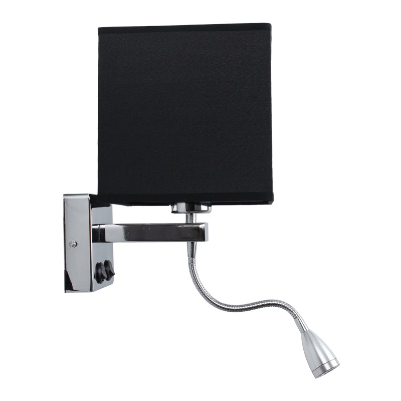 GLOBOSTAR® ELEGANT 01494 Μοντέρνο Φωτιστικό Τοίχου - Απλίκα Ξενοδοχείου Reading Light με Ντουί 1 x E27 LED 3W 270lm 36° AC 220-240V IP20 Θερμό Λευκό 2700K - CREE XPE Chip - Ασημί & Μαύρο - Μ17 x Π21 x Υ43cm - 2 Χρόνια Εγγύηση
