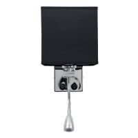 GLOBOSTAR® ELEGANT 01494 Μοντέρνο Φωτιστικό Τοίχου - Απλίκα Ξενοδοχείου Reading Light με Ντουί 1 x E27 LED 3W 270lm 36° AC 220-240V IP20 Θερμό Λευκό 2700K - CREE XPE Chip - Ασημί & Μαύρο - Μ17 x Π21 x Υ43cm - 2 Χρόνια Εγγύηση