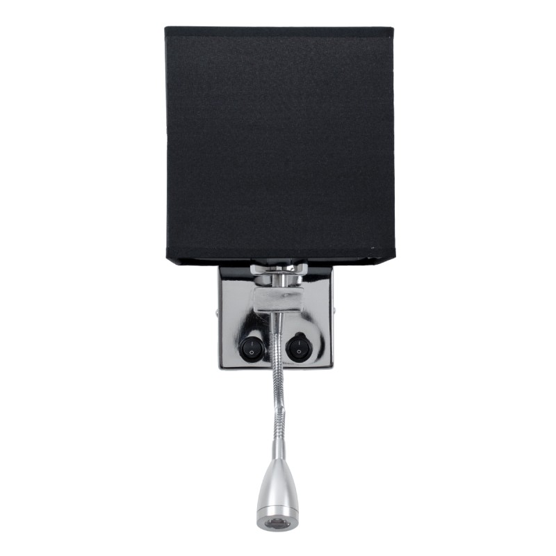 GLOBOSTAR® ELEGANT 01494 Μοντέρνο Φωτιστικό Τοίχου - Απλίκα Ξενοδοχείου Reading Light με Ντουί 1 x E27 LED 3W 270lm 36° AC 220-240V IP20 Θερμό Λευκό 2700K - CREE XPE Chip - Ασημί & Μαύρο - Μ17 x Π21 x Υ43cm - 2 Χρόνια Εγγύηση