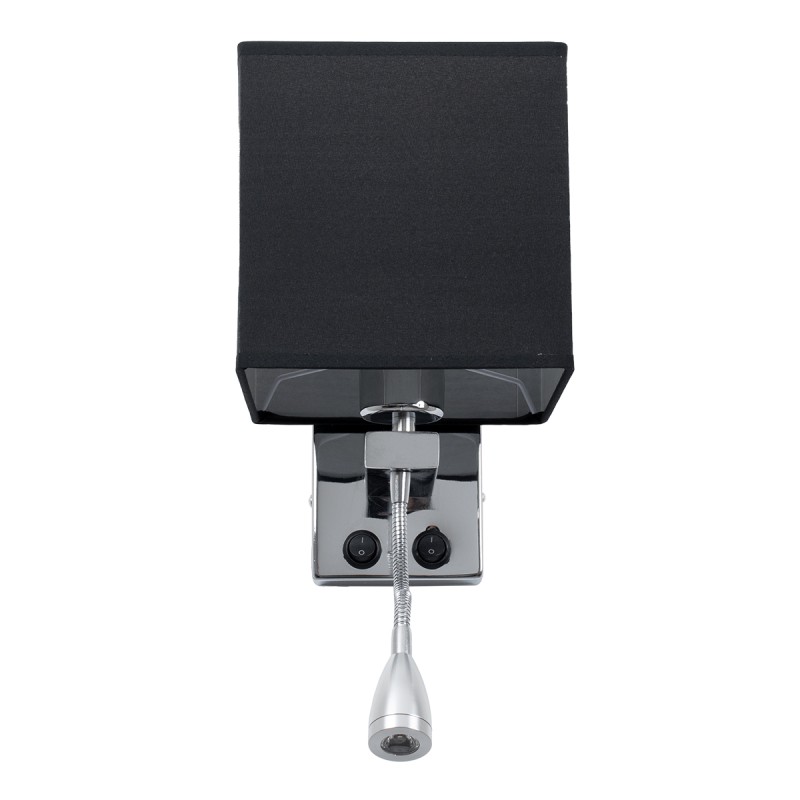 GLOBOSTAR® ELEGANT 01494 Μοντέρνο Φωτιστικό Τοίχου - Απλίκα Ξενοδοχείου Reading Light με Ντουί 1 x E27 LED 3W 270lm 36° AC 220-240V IP20 Θερμό Λευκό 2700K - CREE XPE Chip - Ασημί & Μαύρο - Μ17 x Π21 x Υ43cm - 2 Χρόνια Εγγύηση
