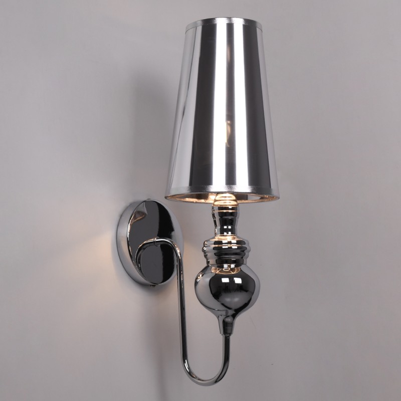 GLOBOSTAR® LAURA 01498 Μοντέρνο Φωτιστικό Τοίχου - Απλίκα με Ντουί 1 x E27 AC 220-240V IP20 - Ασημί - Μ21 x Π15 x Y48cm