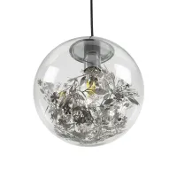 GLOBOSTAR® HARPER 01510 Μοντέρνο Κρεμαστό Φωτιστικό Οροφής με Ντουί 1 x E27 AC 220-240V IP20 - Διάφανο & Ασημί - Μ25 x Π25 x Υ30cm