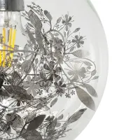 GLOBOSTAR® HARPER 01510 Μοντέρνο Κρεμαστό Φωτιστικό Οροφής με Ντουί 1 x E27 AC 220-240V IP20 - Διάφανο & Ασημί - Μ25 x Π25 x Υ30cm