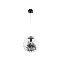 GLOBOSTAR® HARPER 01512 Μοντέρνο Κρεμαστό Φωτιστικό Οροφής με Ντουί 1 x E27 AC 220-240V IP20 - Διάφανο & Μαύρο - Μ25 x Π25 x Υ30cm