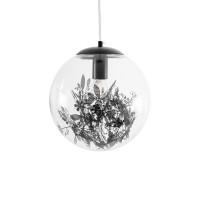 GLOBOSTAR® HARPER 01512 Μοντέρνο Κρεμαστό Φωτιστικό Οροφής με Ντουί 1 x E27 AC 220-240V IP20 - Διάφανο & Μαύρο - Μ25 x Π25 x Υ30cm