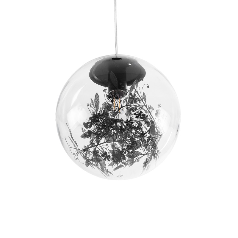 GLOBOSTAR® HARPER 01512 Μοντέρνο Κρεμαστό Φωτιστικό Οροφής με Ντουί 1 x E27 AC 220-240V IP20 - Διάφανο & Μαύρο - Μ25 x Π25 x Υ30cm