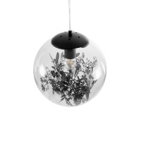 GLOBOSTAR® HARPER 01512 Μοντέρνο Κρεμαστό Φωτιστικό Οροφής με Ντουί 1 x E27 AC 220-240V IP20 - Διάφανο & Μαύρο - Μ25 x Π25 x Υ30cm