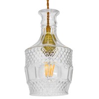 GLOBOSTAR® WHISKEY 01513 Vintage Κρεμαστό Φωτιστικό Οροφής με Ντουί 1 x E27 AC 220-240V IP20 - Διάφανο - Μ13 x Π13 x Υ22cm