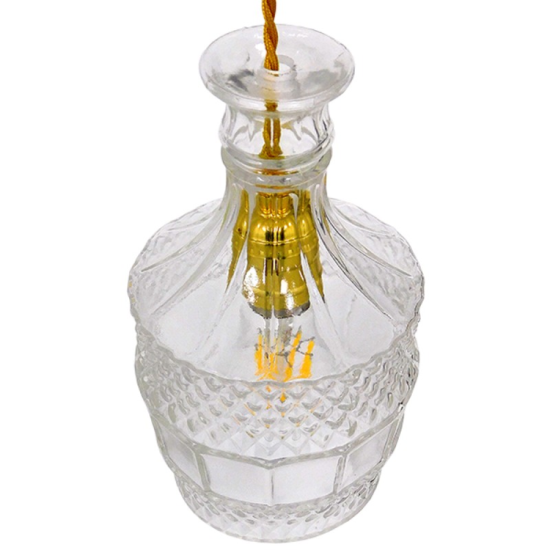 GLOBOSTAR® WHISKEY 01513 Vintage Κρεμαστό Φωτιστικό Οροφής με Ντουί 1 x E27 AC 220-240V IP20 - Διάφανο - Μ13 x Π13 x Υ22cm