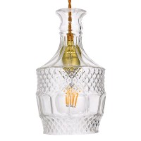 GLOBOSTAR® WHISKEY 01513 Vintage Κρεμαστό Φωτιστικό Οροφής με Ντουί 1 x E27 AC 220-240V IP20 - Διάφανο - Μ13 x Π13 x Υ22cm