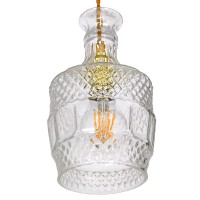 GLOBOSTAR® WHISKEY 01513 Vintage Κρεμαστό Φωτιστικό Οροφής με Ντουί 1 x E27 AC 220-240V IP20 - Διάφανο - Μ13 x Π13 x Υ22cm