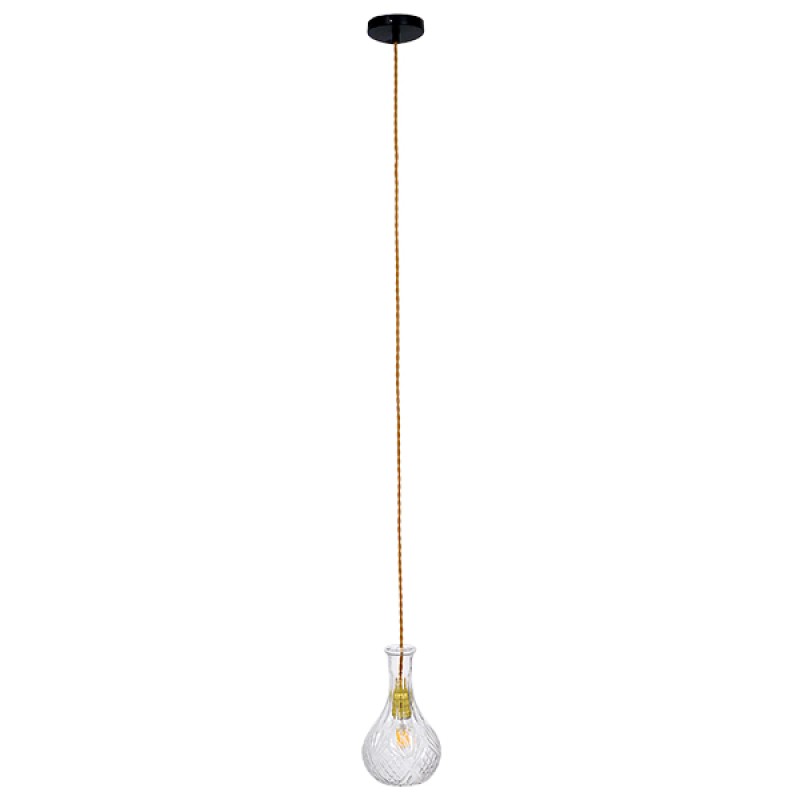 GLOBOSTAR® WHISKEY 01514 Vintage Κρεμαστό Φωτιστικό Οροφής με Ντουί 1 x E27 AC 220-240V IP20 - Διάφανο - Μ14 x Π14 x Υ23cm