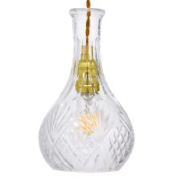 GLOBOSTAR® WHISKEY 01514 Vintage Κρεμαστό Φωτιστικό Οροφής με Ντουί 1 x E27 AC 220-240V IP20 - Διάφανο - Μ14 x Π14 x Υ23cm