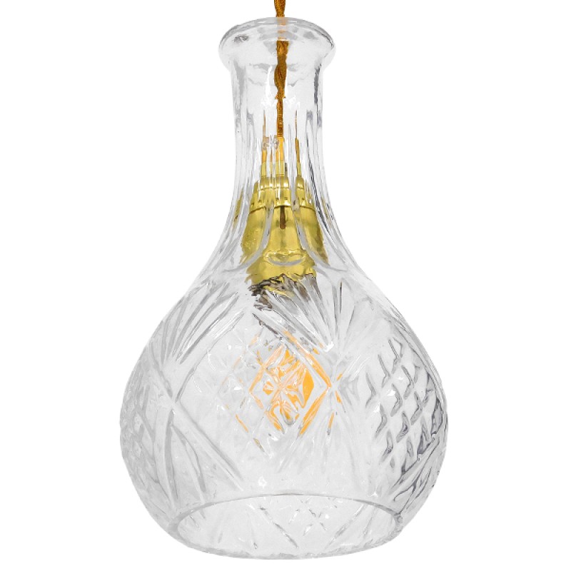 GLOBOSTAR® WHISKEY 01514 Vintage Κρεμαστό Φωτιστικό Οροφής με Ντουί 1 x E27 AC 220-240V IP20 - Διάφανο - Μ14 x Π14 x Υ23cm