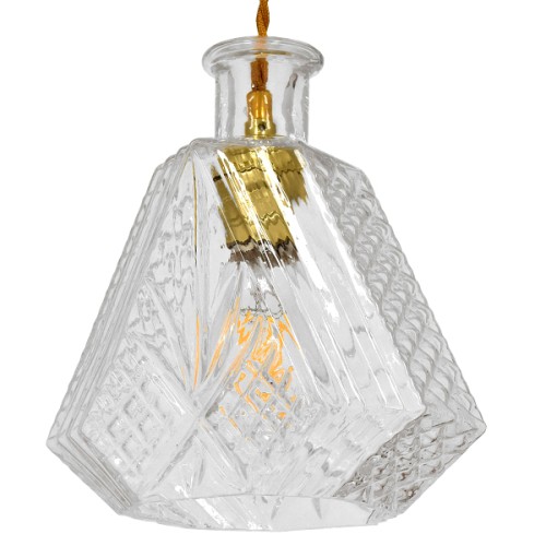 GLOBOSTAR® WHISKEY 01515 Vintage Κρεμαστό Φωτιστικό Οροφής με Ντουί 1 x E27 AC 220-240V IP20 - Διάφανο - Μ11 x Π11 x Υ20cm