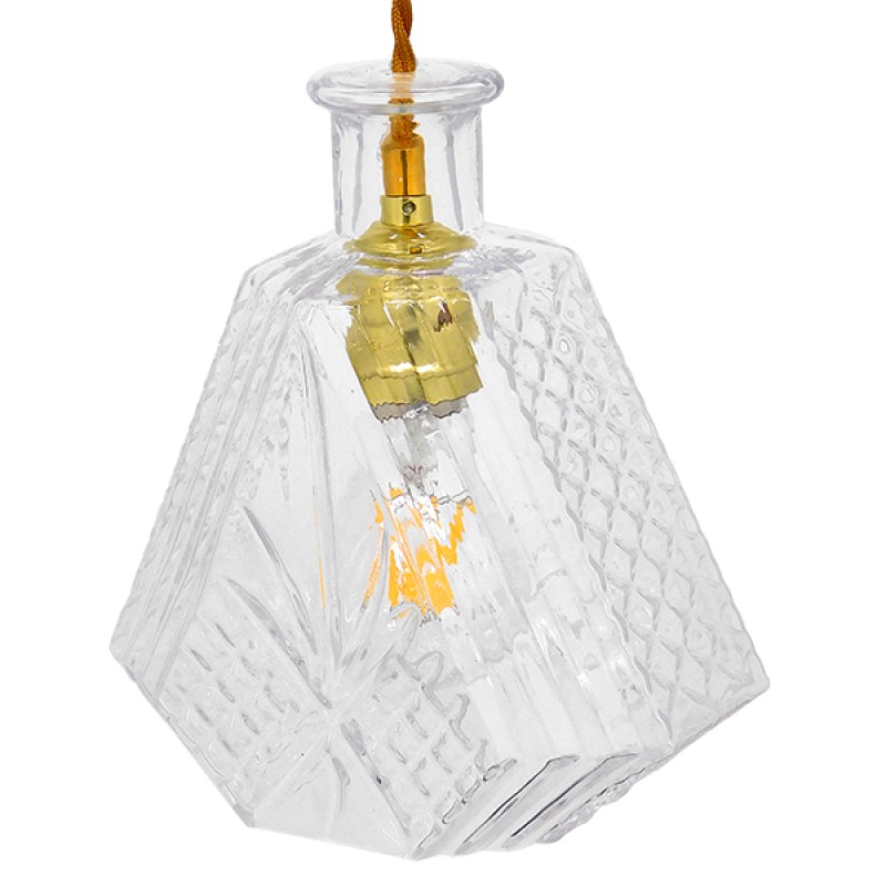 GLOBOSTAR® WHISKEY 01515 Vintage Κρεμαστό Φωτιστικό Οροφής με Ντουί 1 x E27 AC 220-240V IP20 - Διάφανο - Μ11 x Π11 x Υ20cm