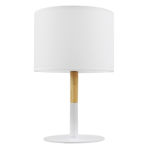 GLOBOSTAR® BRONX 01520 Μοντέρνο Επιτραπέζιο Φωτιστικό Πορτατίφ με Ντουί 1 x E27 AC 220-240V IP20 - Λευκό & Μπεζ - Μ25 x Π25 x Υ40cm