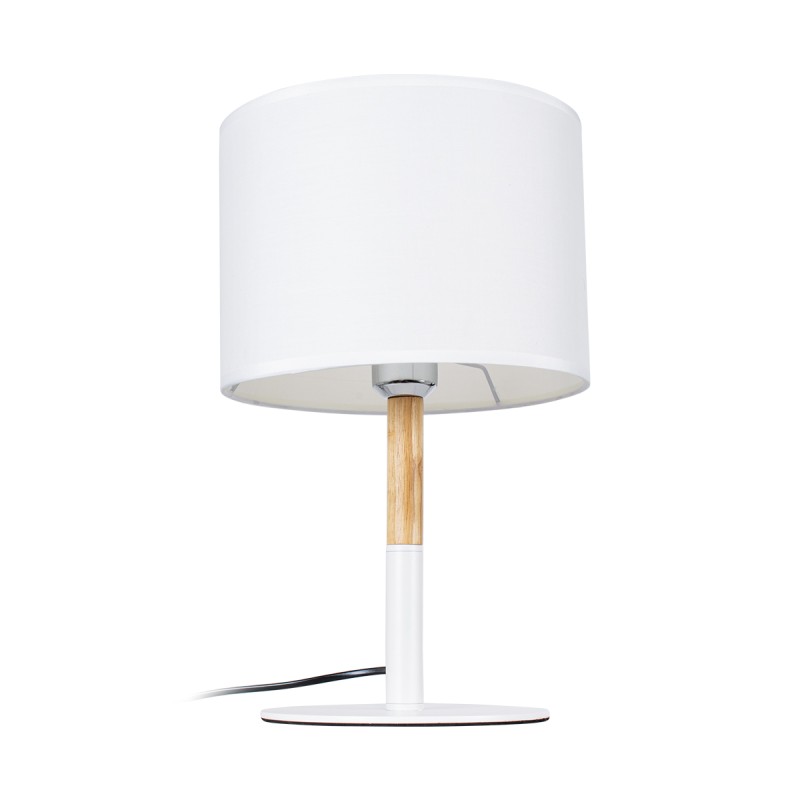 GLOBOSTAR® BRONX 01520 Μοντέρνο Επιτραπέζιο Φωτιστικό Πορτατίφ με Ντουί 1 x E27 AC 220-240V IP20 - Λευκό & Μπεζ - Μ25 x Π25 x Υ40cm