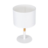 GLOBOSTAR® BRONX 01520 Μοντέρνο Επιτραπέζιο Φωτιστικό Πορτατίφ με Ντουί 1 x E27 AC 220-240V IP20 - Λευκό & Μπεζ - Μ25 x Π25 x Υ40cm