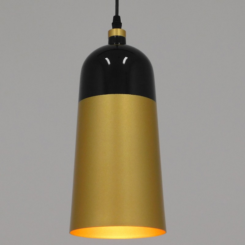 GLOBOSTAR® PALAZZO 01523 Μοντέρνο Κρεμαστό Φωτιστικό Οροφής με Ντουί 1 x E27 AC 220-240V IP20 - Μαύρο & Χρυσό - Μ14 x Π14 x Υ34cm