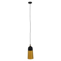 GLOBOSTAR® PALAZZO 01523 Μοντέρνο Κρεμαστό Φωτιστικό Οροφής με Ντουί 1 x E27 AC 220-240V IP20 - Μαύρο & Χρυσό - Μ14 x Π14 x Υ34cm