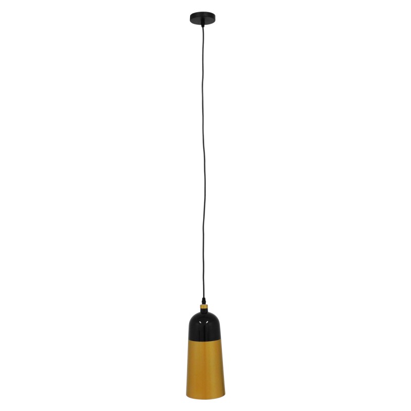 GLOBOSTAR® PALAZZO 01523 Μοντέρνο Κρεμαστό Φωτιστικό Οροφής με Ντουί 1 x E27 AC 220-240V IP20 - Μαύρο & Χρυσό - Μ14 x Π14 x Υ34cm