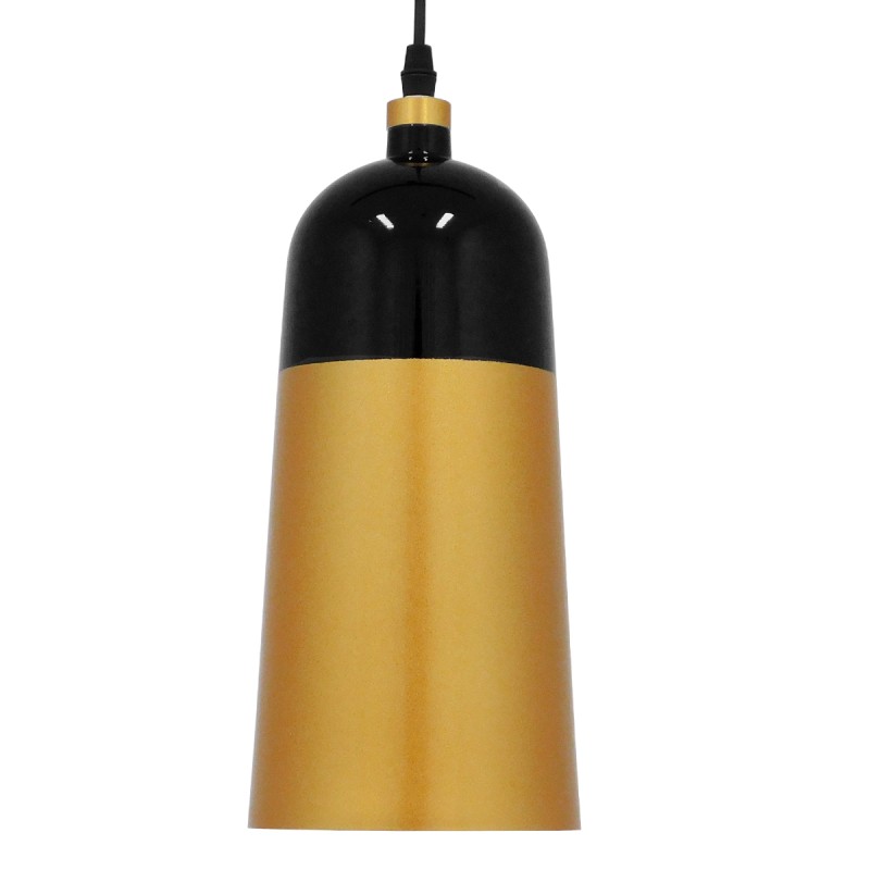 GLOBOSTAR® PALAZZO 01523 Μοντέρνο Κρεμαστό Φωτιστικό Οροφής με Ντουί 1 x E27 AC 220-240V IP20 - Μαύρο & Χρυσό - Μ14 x Π14 x Υ34cm