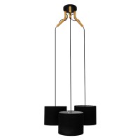 GLOBOSTAR® RAMSON 01525 Μοντέρνο Κρεμαστό Φωτιστικό Οροφής με Ντουί 3 x E27 AC 220-240V IP20 - Μαύρο & Μπεζ - Μ65 x Π65 x Υ20cm