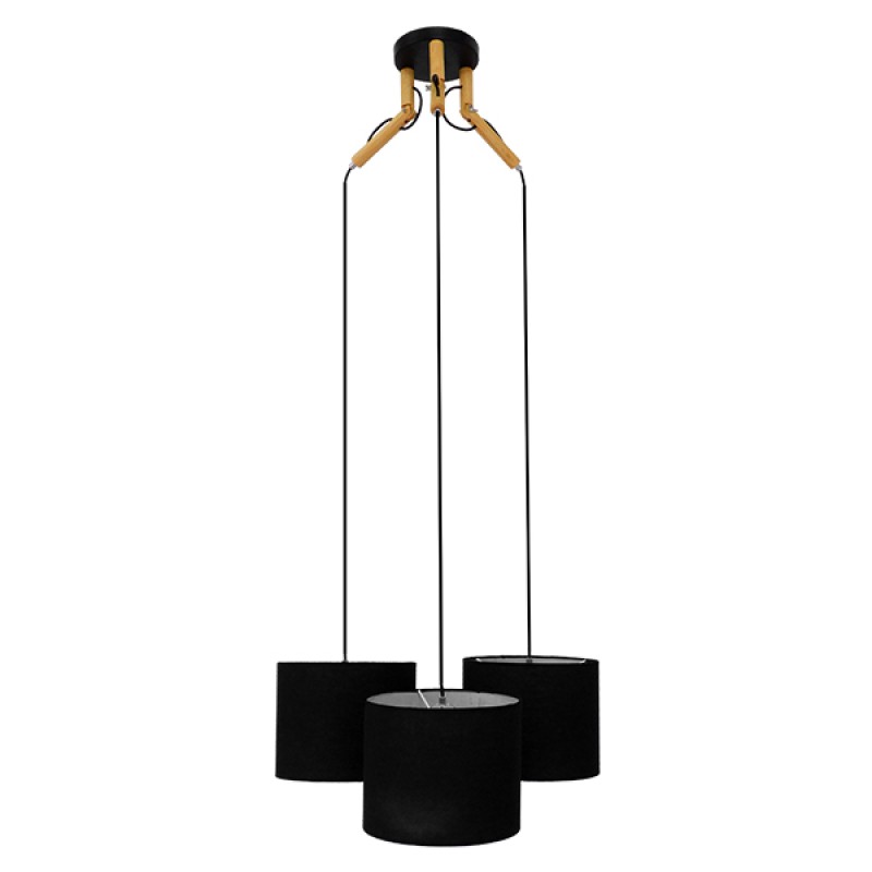 GLOBOSTAR® RAMSON 01525 Μοντέρνο Κρεμαστό Φωτιστικό Οροφής με Ντουί 3 x E27 AC 220-240V IP20 - Μαύρο & Μπεζ - Μ65 x Π65 x Υ20cm