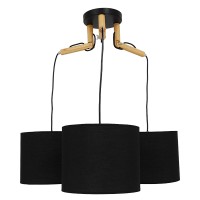 GLOBOSTAR® RAMSON 01525 Μοντέρνο Κρεμαστό Φωτιστικό Οροφής με Ντουί 3 x E27 AC 220-240V IP20 - Μαύρο & Μπεζ - Μ65 x Π65 x Υ20cm