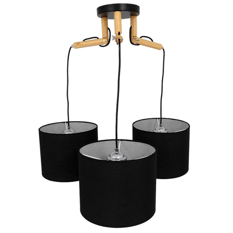 GLOBOSTAR® RAMSON 01525 Μοντέρνο Κρεμαστό Φωτιστικό Οροφής με Ντουί 3 x E27 AC 220-240V IP20 - Μαύρο & Μπεζ - Μ65 x Π65 x Υ20cm
