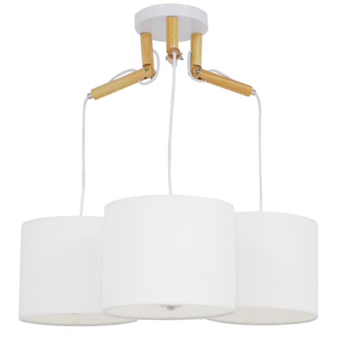 GLOBOSTAR® RAMSON 01526 Μοντέρνο Κρεμαστό Φωτιστικό Οροφής με Ντουί 3 x E27 AC 220-240V IP20 - Λευκό & Μπεζ - Μ65 x Π65 x Υ20cm